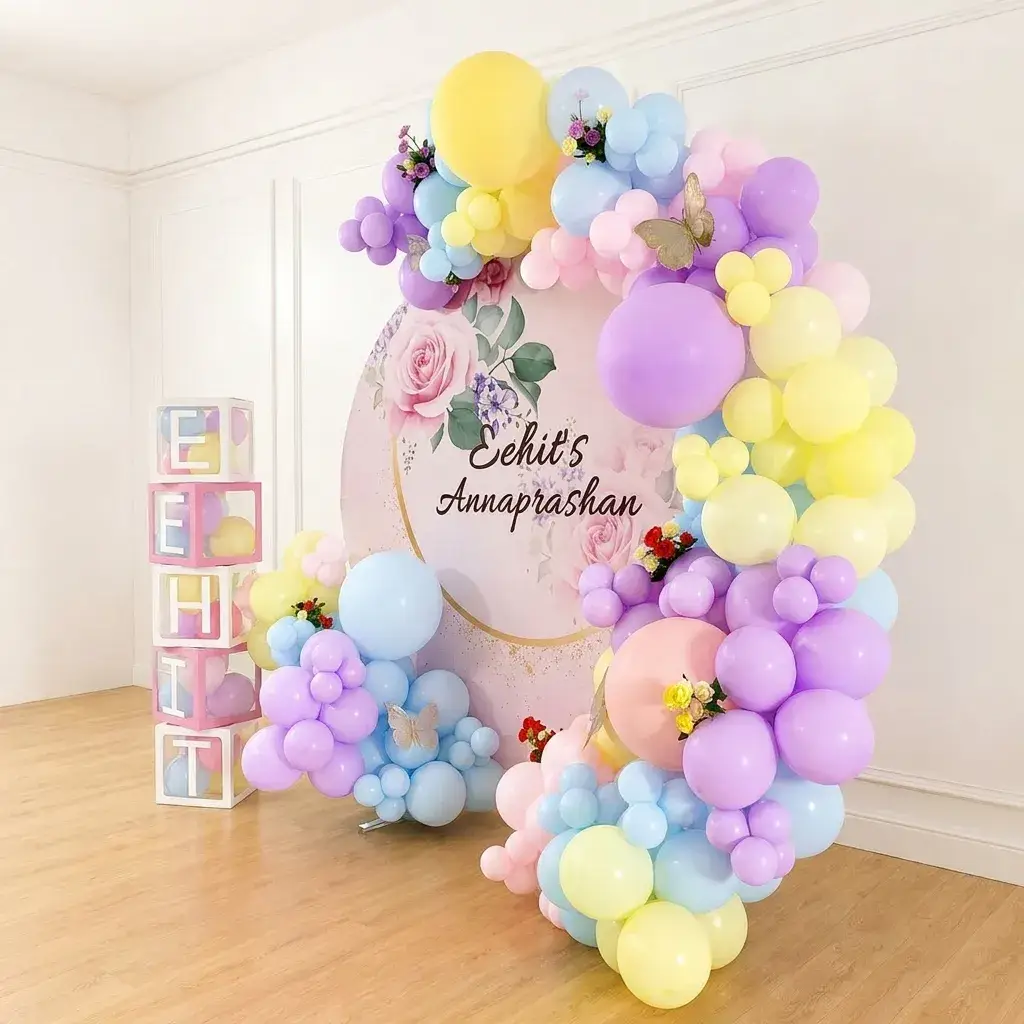 Customized Annaprashan Backdrop Ceremony decoration with customized backdrop with stand (8*8 feet) — photo 2