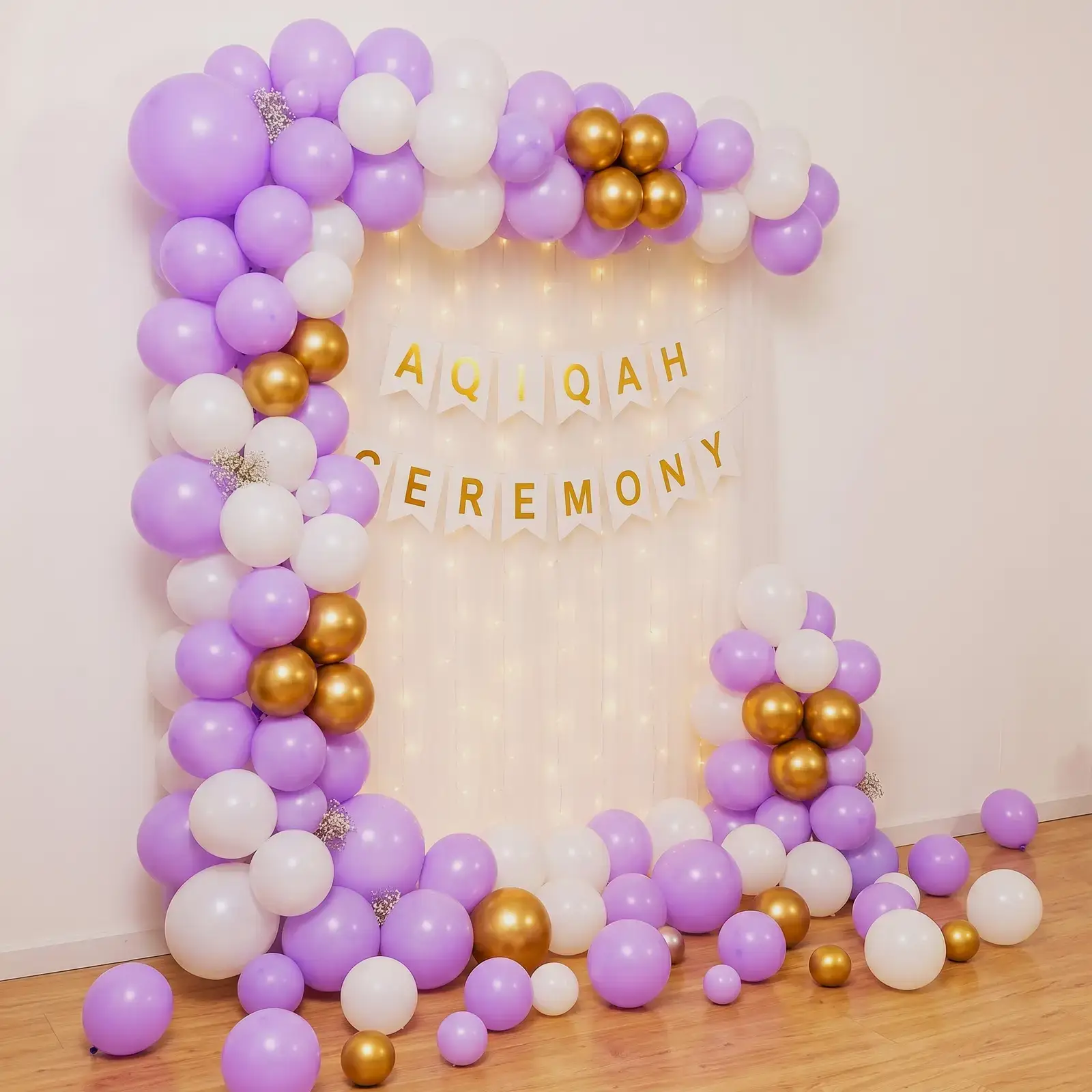 Islamic Aqiqah  Decoration at Home with 180 balloons for arch decoration — photo 2