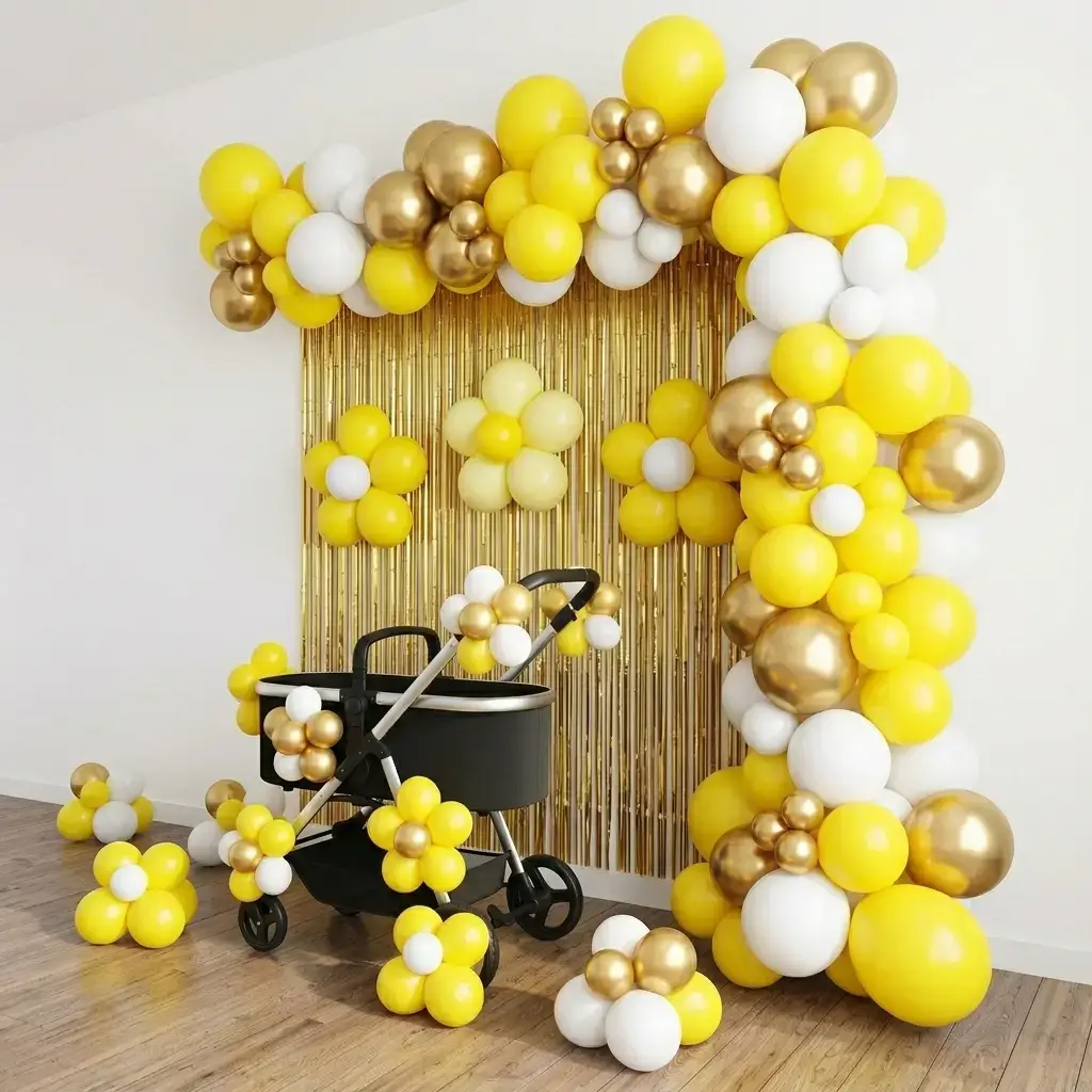 Naming Wall Arch Decoration for Ceremony with balloon arch of 150 balloons on wall — photo 2