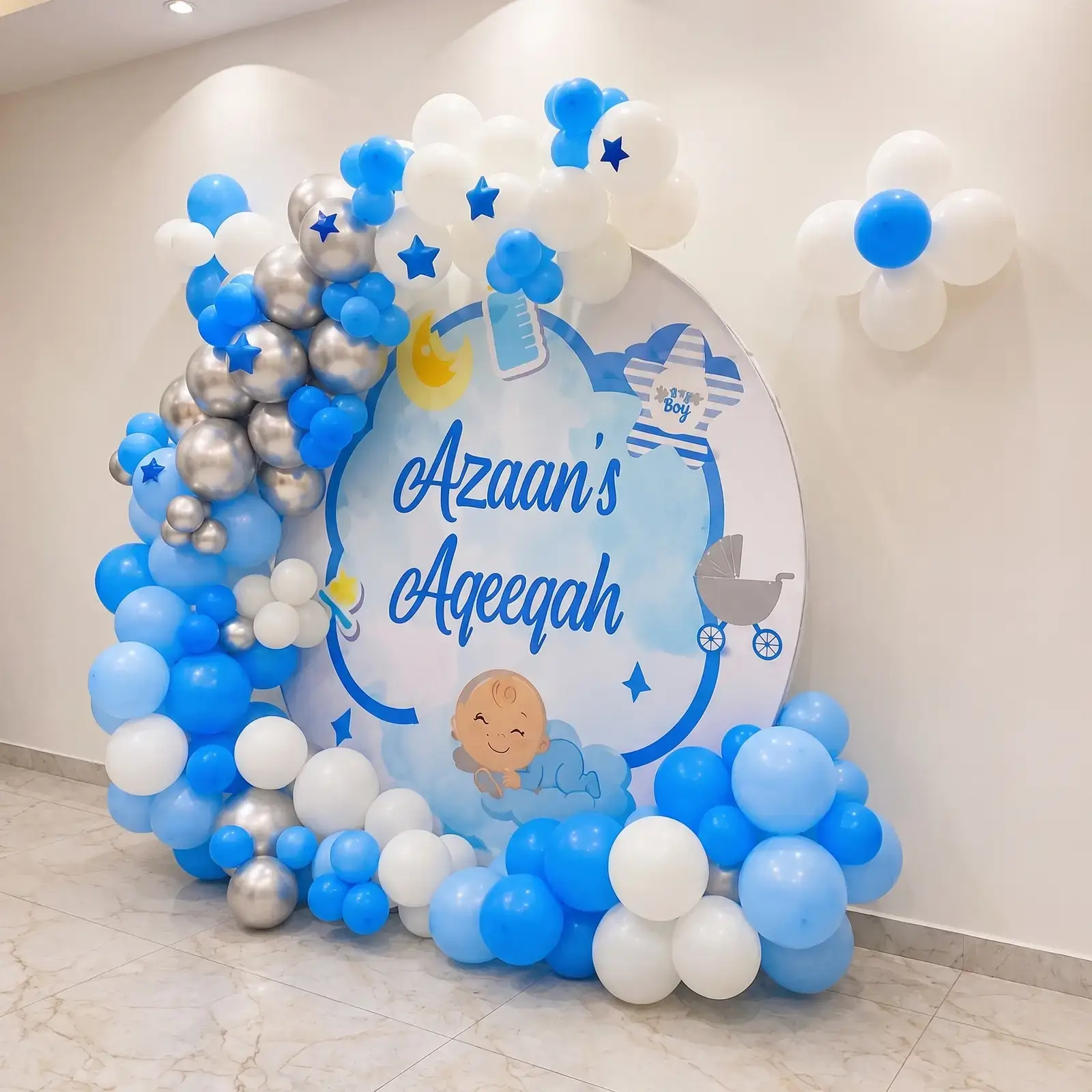 Ring Backdrop Decoration for Aqiqah Ceremony with customized ring backdrop with stand — photo 2