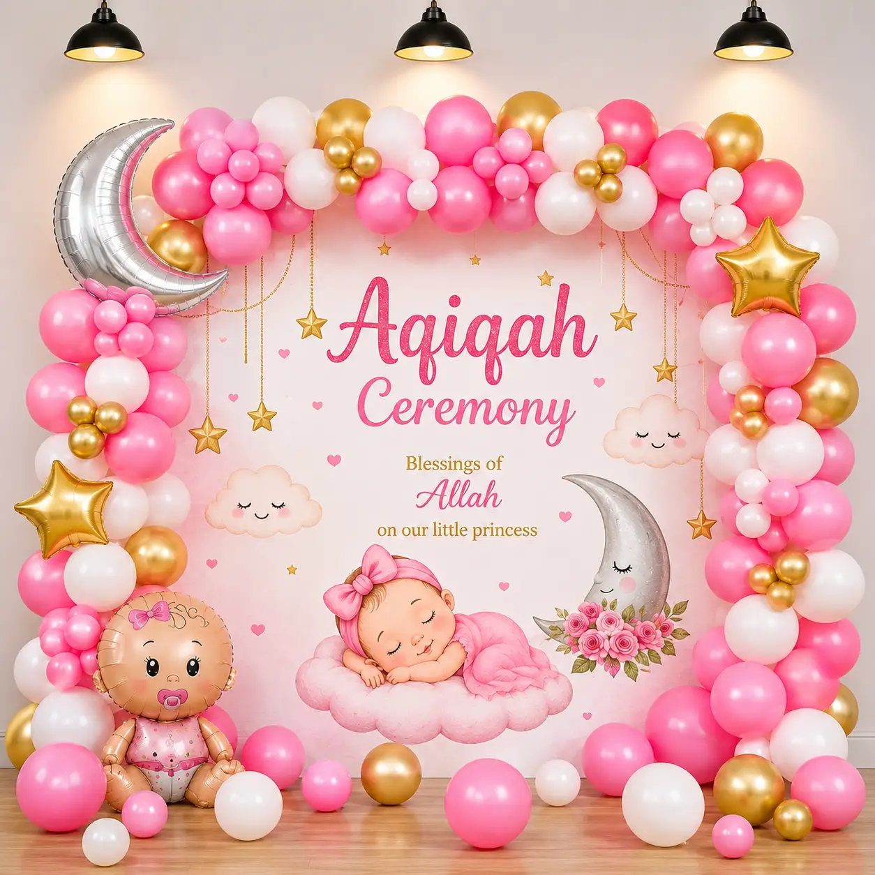 Simple Aqiqah  Backdrop Decoration