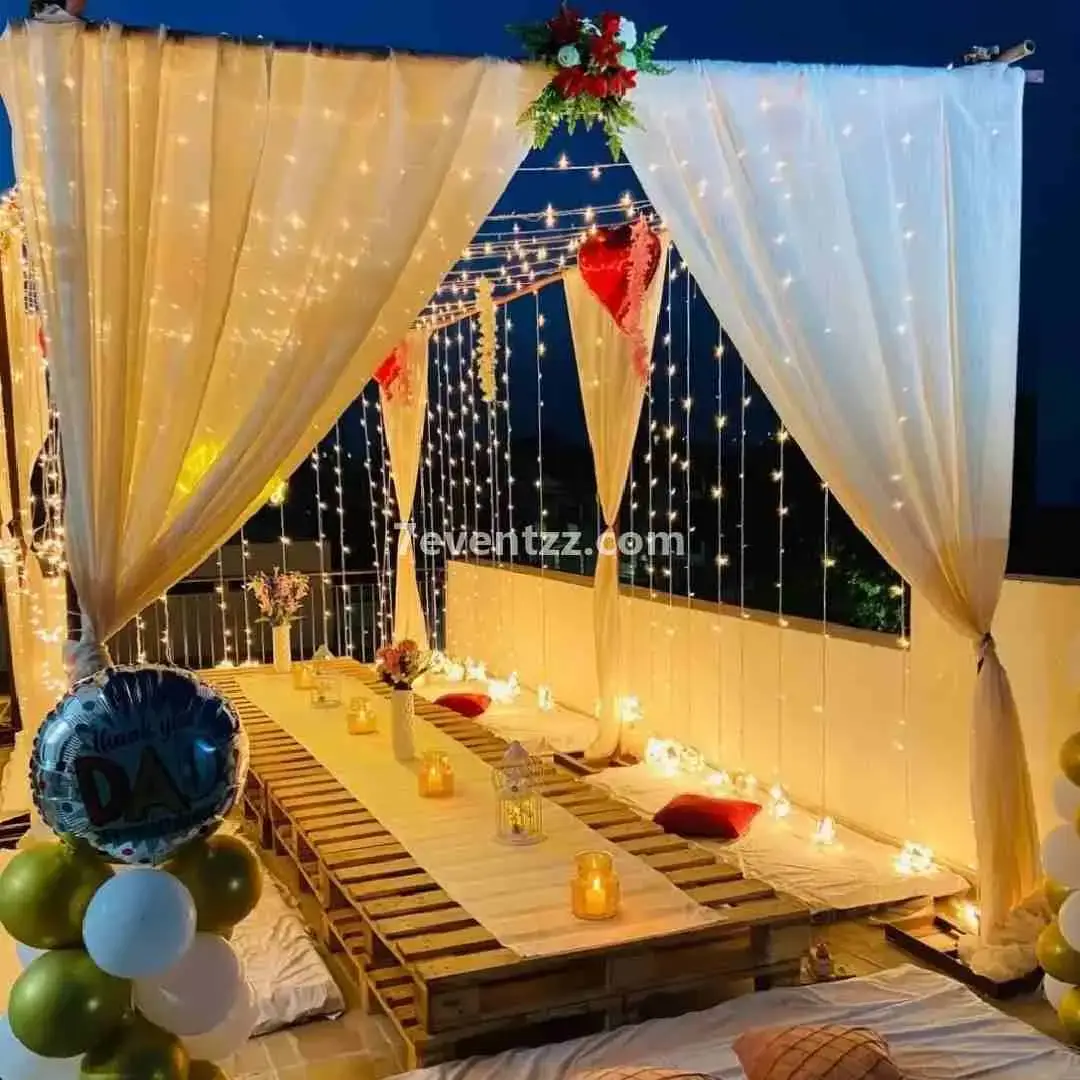 Home Terrace Decoration with frame stand with lights (10*10 feet) and cloth — photo 3