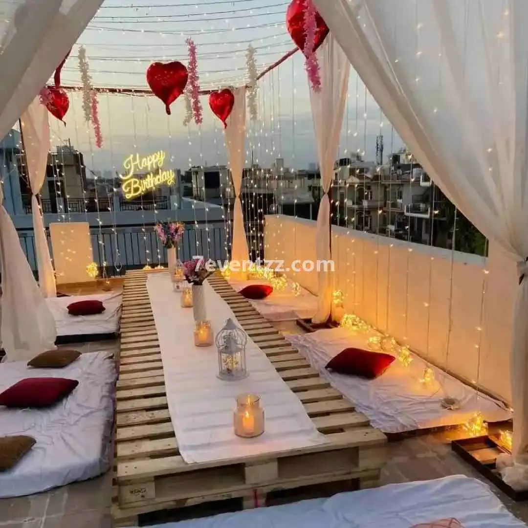 Home Terrace Decoration with frame stand with lights (10*10 feet) and cloth — photo 2