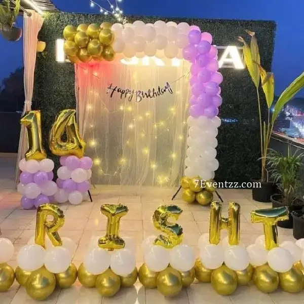 Terrace Birthday Balloon Setup