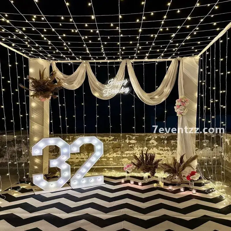Terrace Party Setup with frame with lights (10*10 feet) with cloth — photo 2