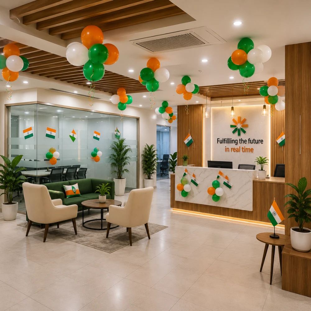 Corporate Office Independence Day Balloon Setup