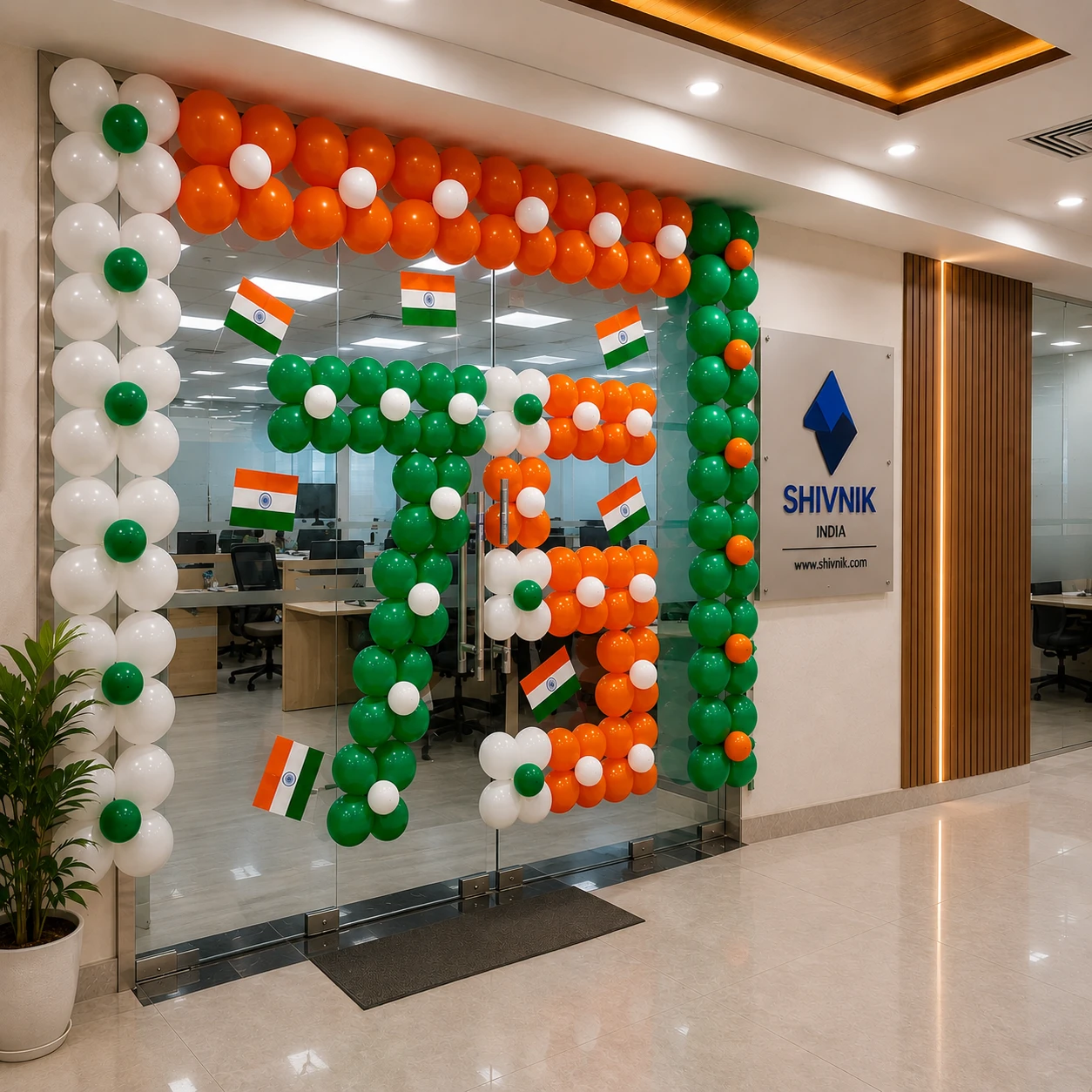 Exclusive Independence Day Tricolour Office Decor with 400 balloons for office decoration