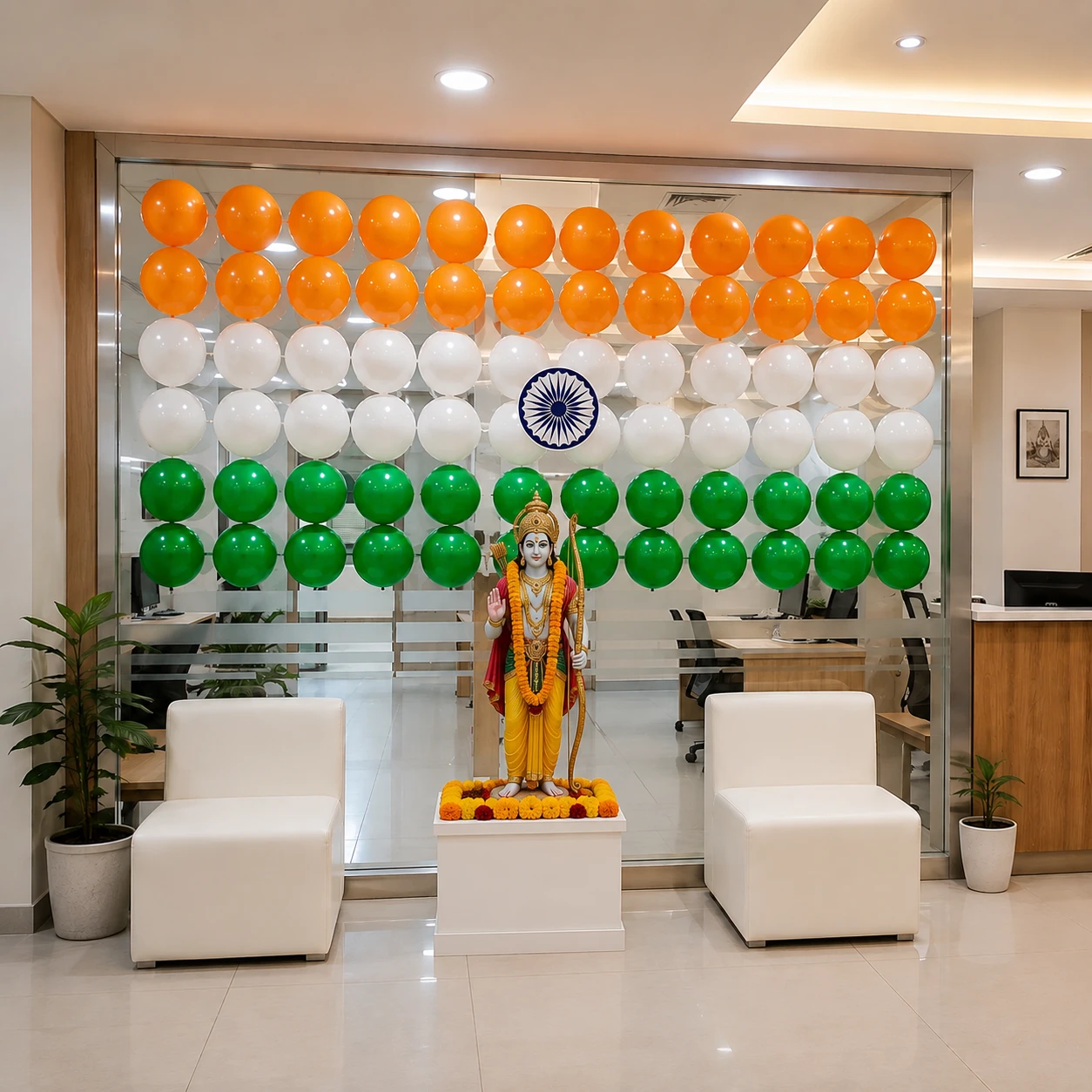 Exclusive Independence Day Tricolour Office Decor with 400 balloons for office decoration — photo 2