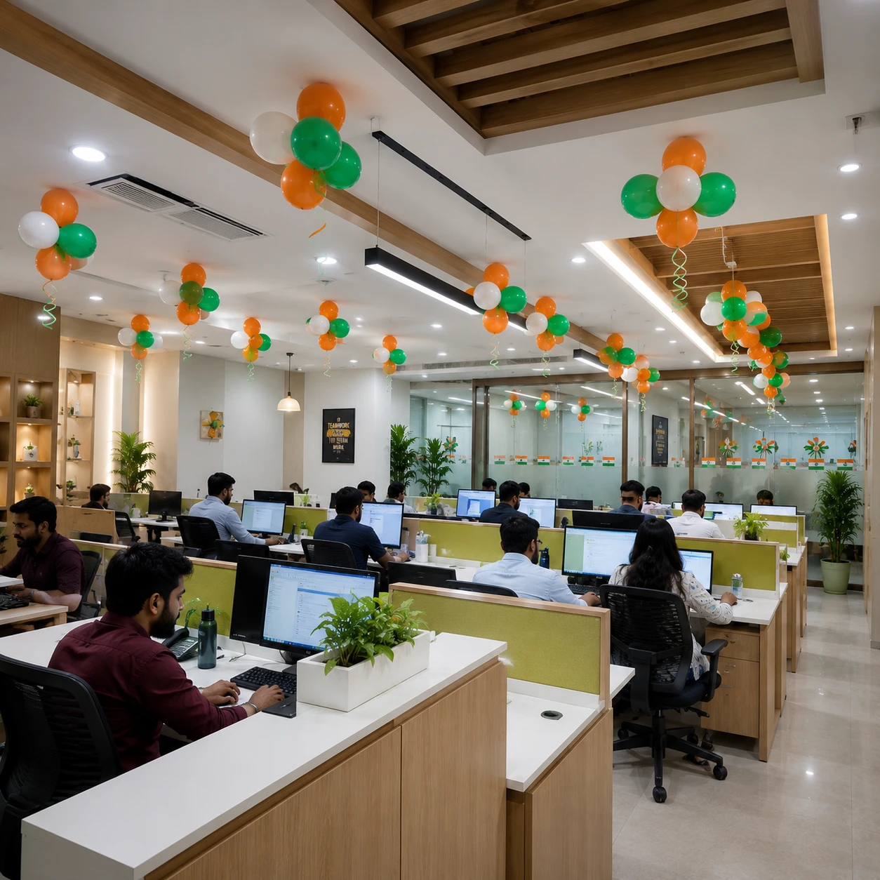 Exclusive Independence Day Tricolour Office Decor with 400 balloons for office decoration — photo 3