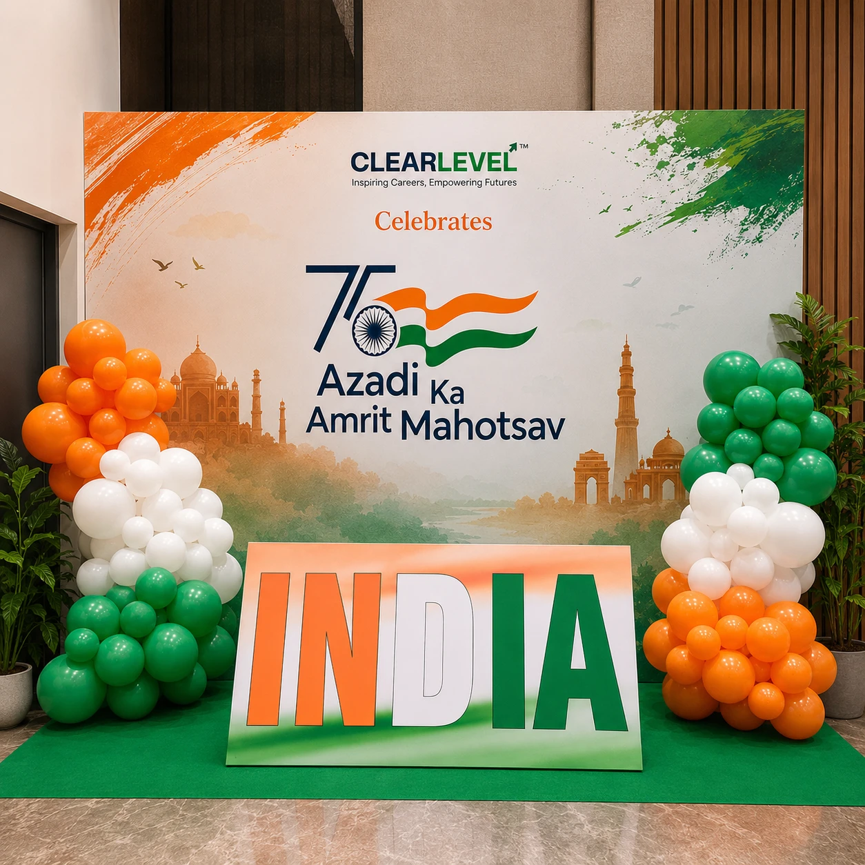 Independence Day Office Balloon Decoration with 200 balloons for decoration