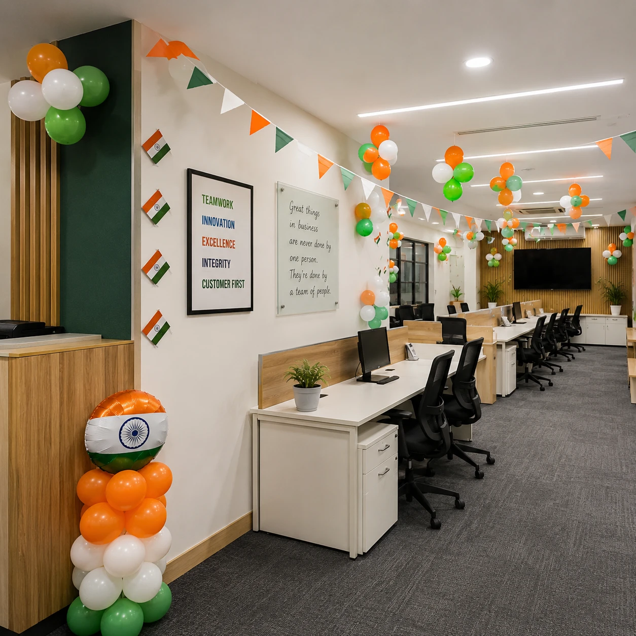 Office Independence Day Tricolour Balloons Setup with 200 balloon for ring decoration — photo 2