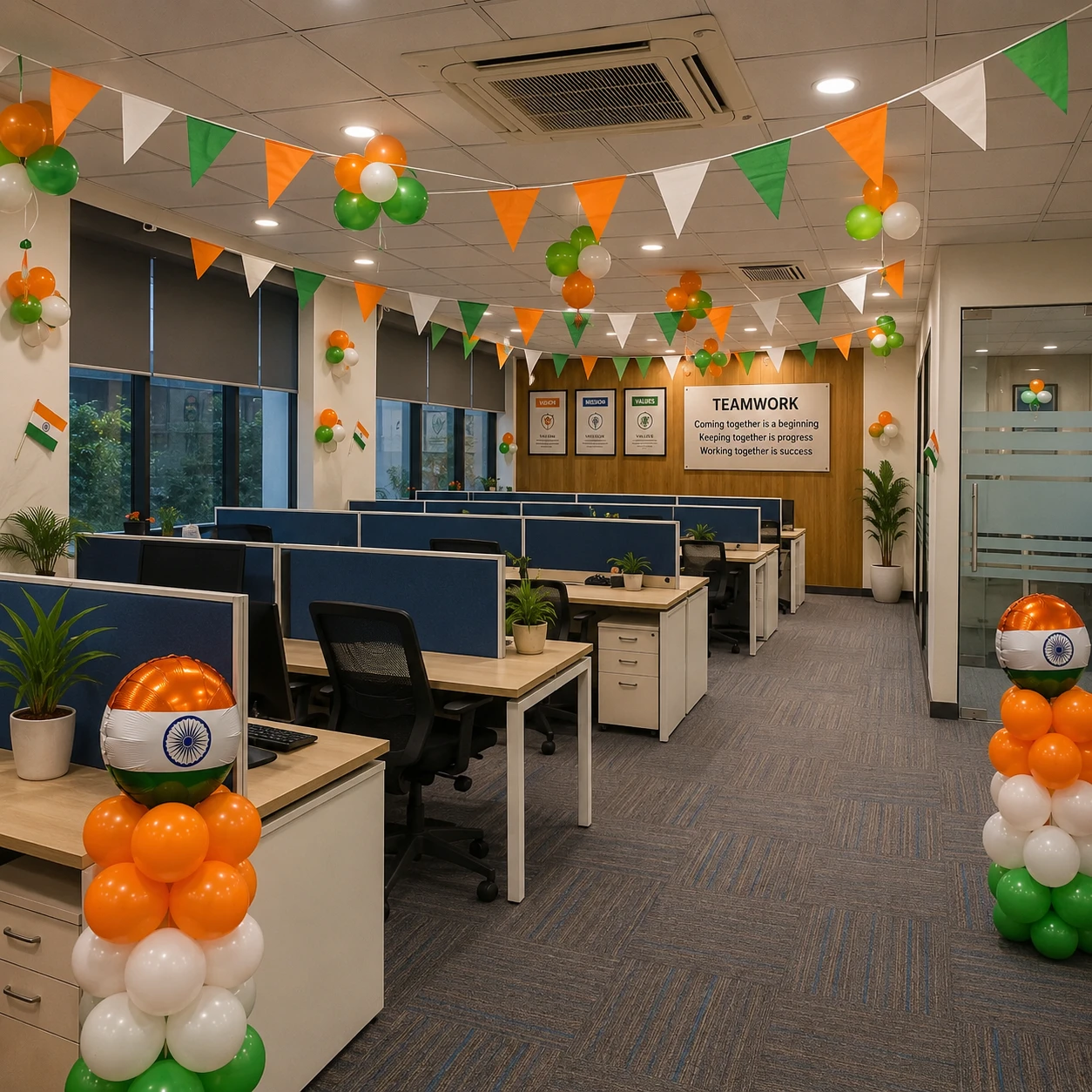 Office Independence Day Tricolour Balloons Setup with 200 balloon for ring decoration — photo 3