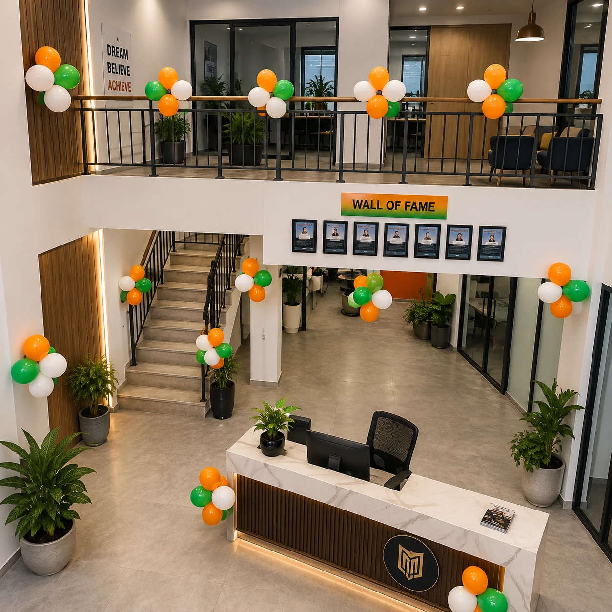 Tricolor Office Ceiling Balloon Decoration for Independence Day with 300 balloons for office decoration — photo 2