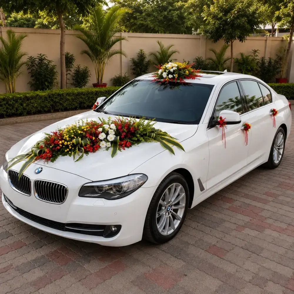 Car Decoration For Wedding for Wedding Car with 1 channel of mix flower in front of the car bonnet — photo 2