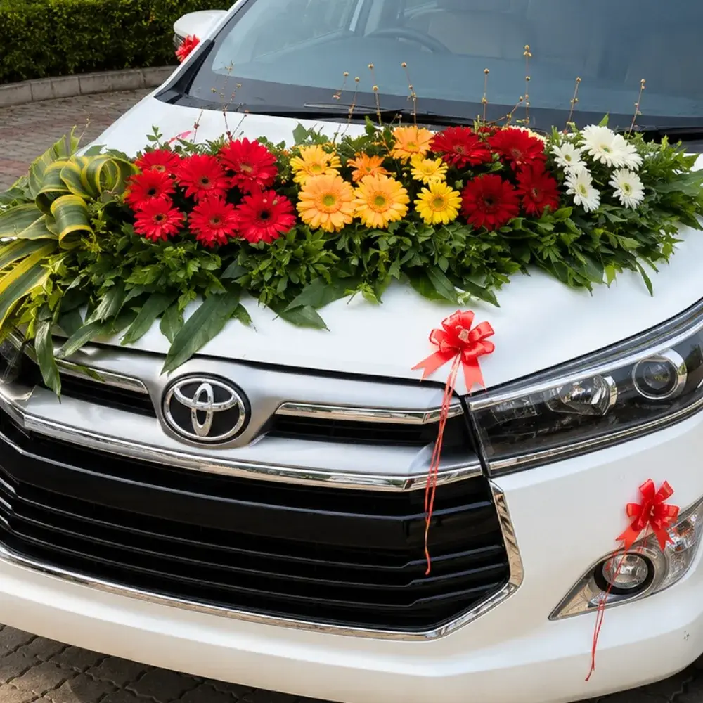 Swift Car Decoration For Wedding for Wedding Car with 1 channel of mixed flowers in front of the car bonnet — photo 2