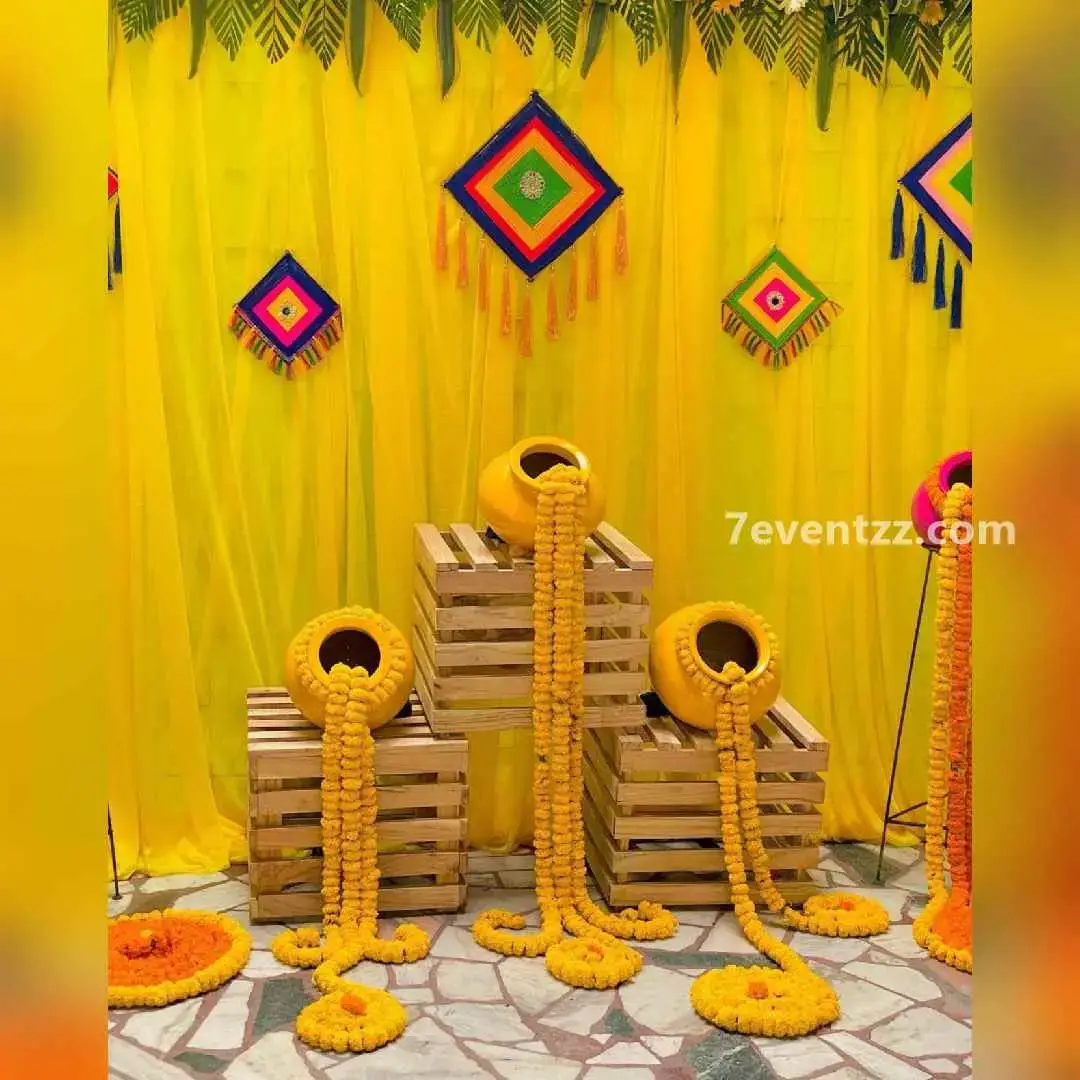 Mehendi Backdrop Decoration for Mehndi with cloth backdrop with stand (8*8 feet) — photo 2