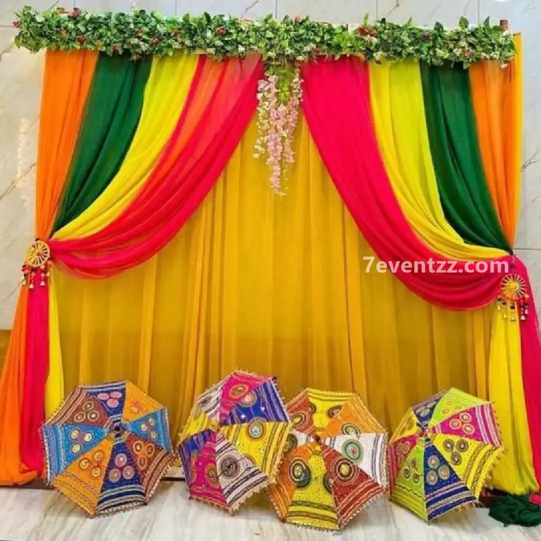 Colorful Mehndi Backdrop with cloth backdrop with stand (8*8 feet) — photo 2