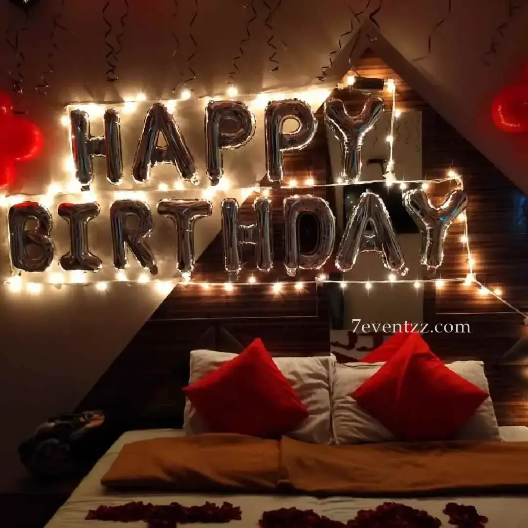 Romantic Birthday Room Decoration with happy birthday letter foil — photo 2