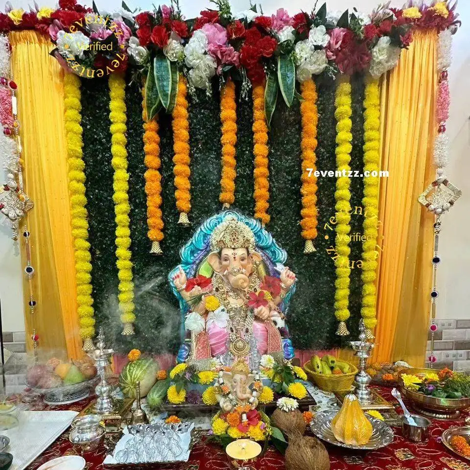 Traditional Mandap Setup for Ganesh Chaturthi