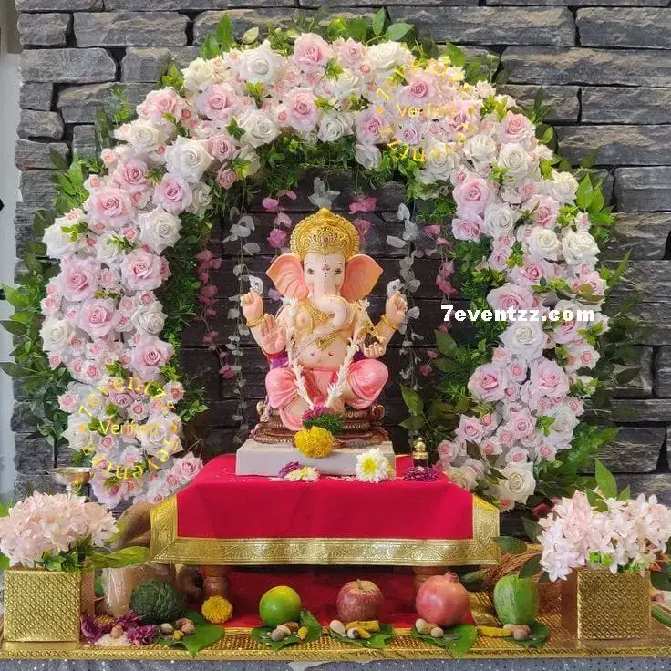 Ganesh Chaturthi Flower Backdrop