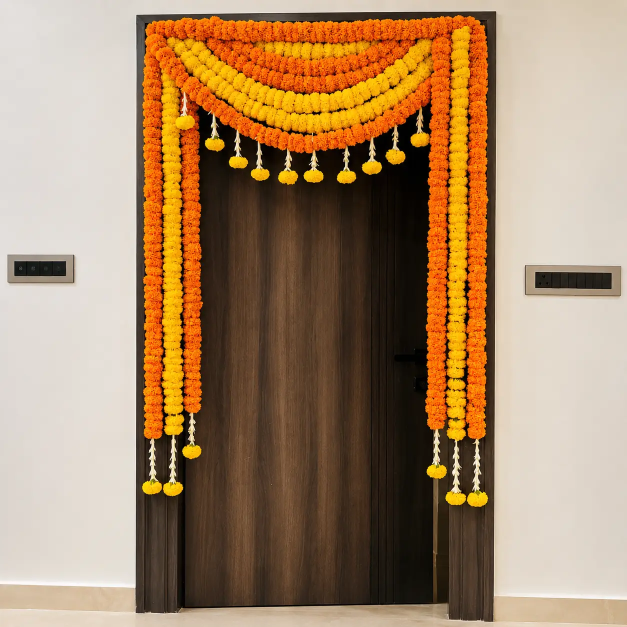 Temple Flower Decoration at Home with flower garland for temple & gate decoration — photo 2