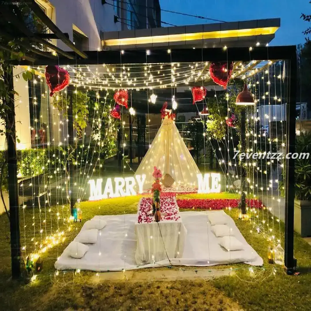 Marry Me Dining Setup Proposal decoration with marry me led letter