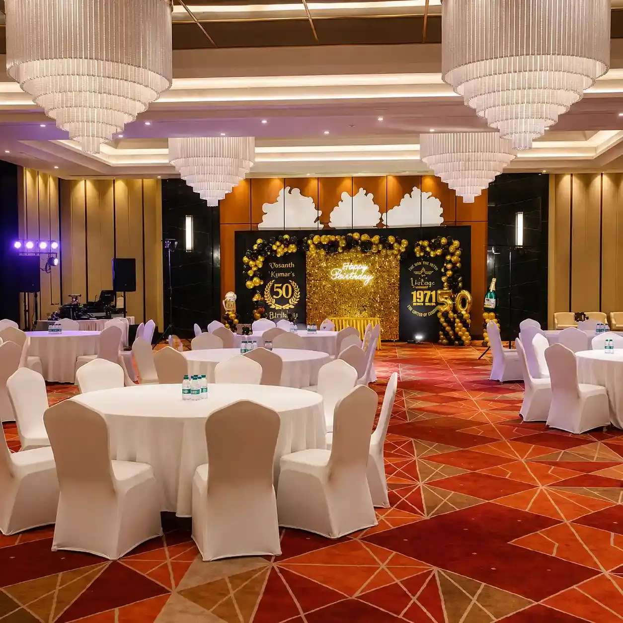 50th Birthday Stage Setup Premium decoration with sequence backdrop (8*8 feet) — photo 3