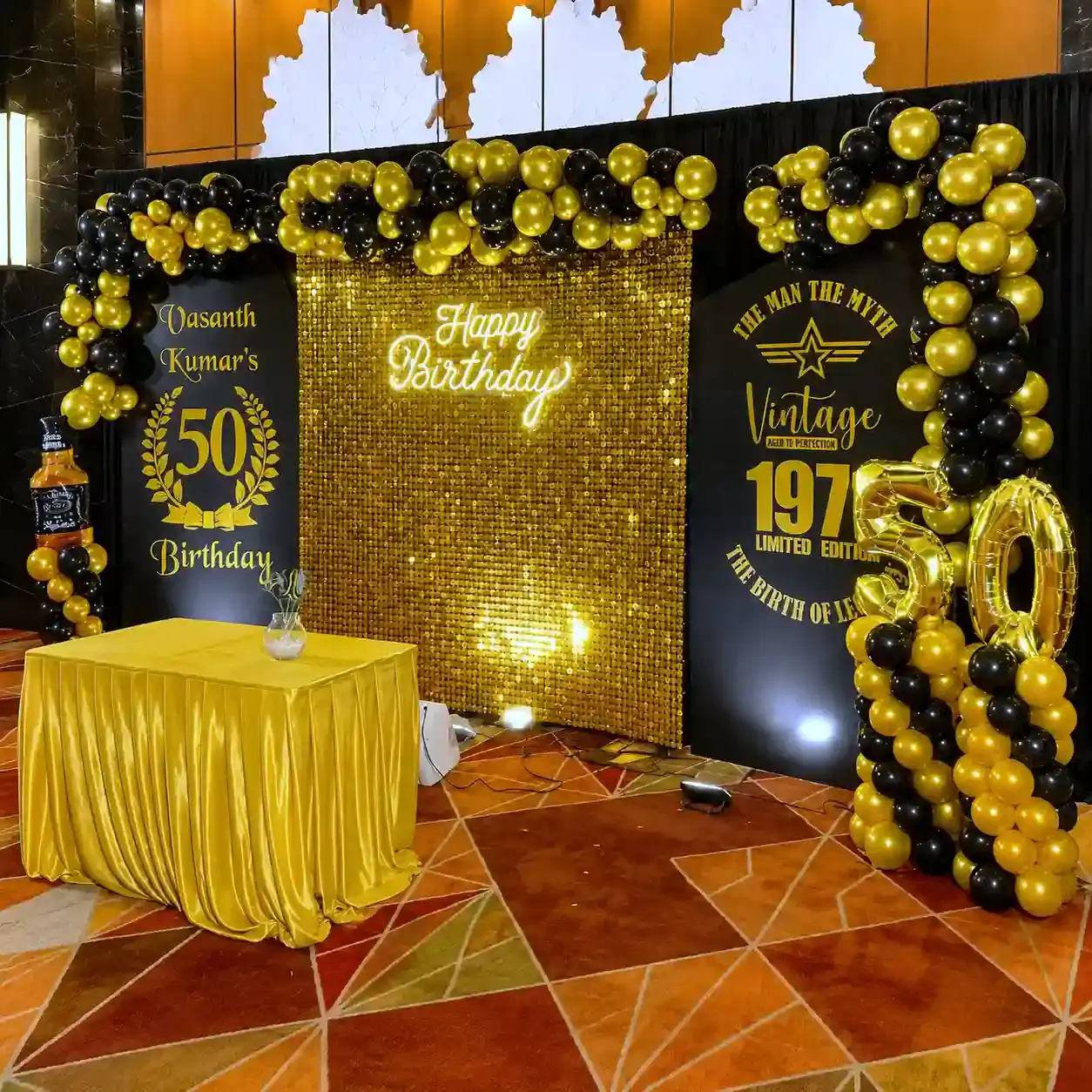50th Birthday Stage Setup Premium decoration with sequence backdrop (8*8 feet) — photo 2
