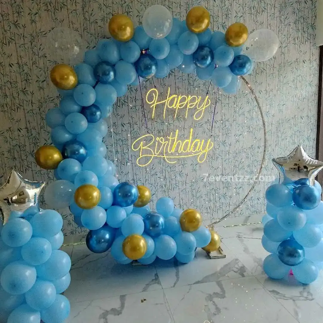 Birthday Ring Decoration for Premium with ring backdrop with happy birthday neon light — photo 2