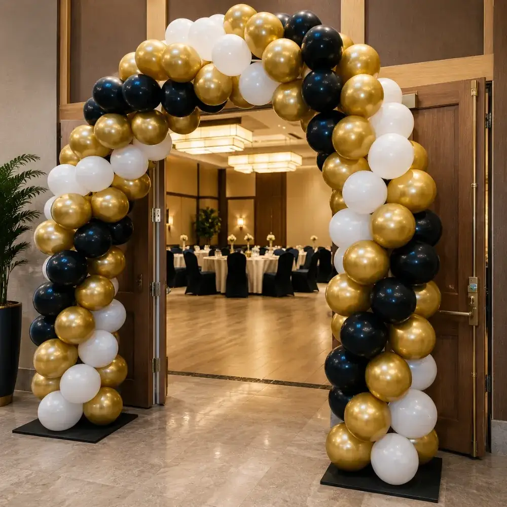 Premium Stage Decoration with sequins backdrop (8*8 feet) with happy birthday neon light — photo 2