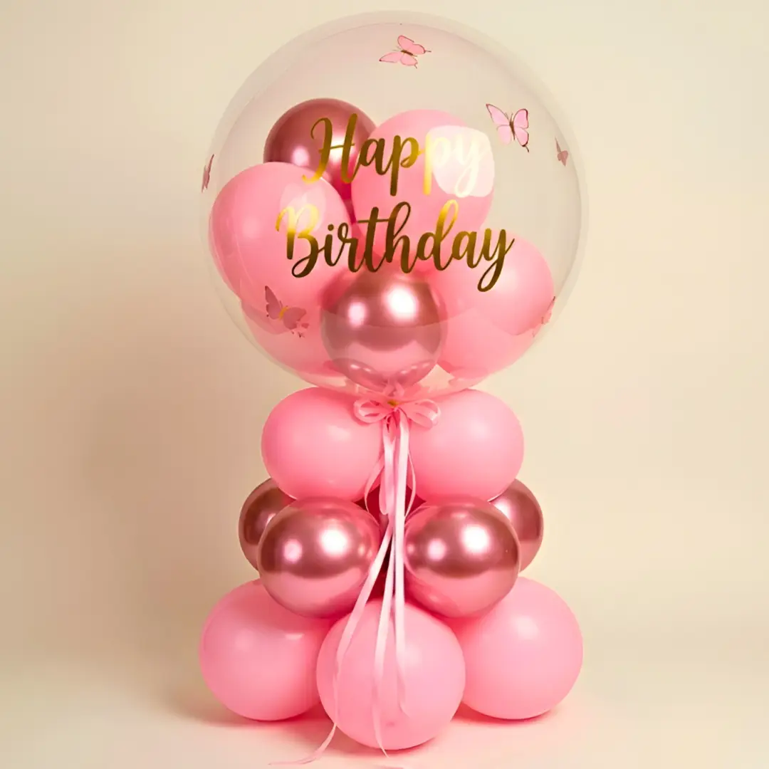 Pink Bubble Birthday Balloon Bouquet