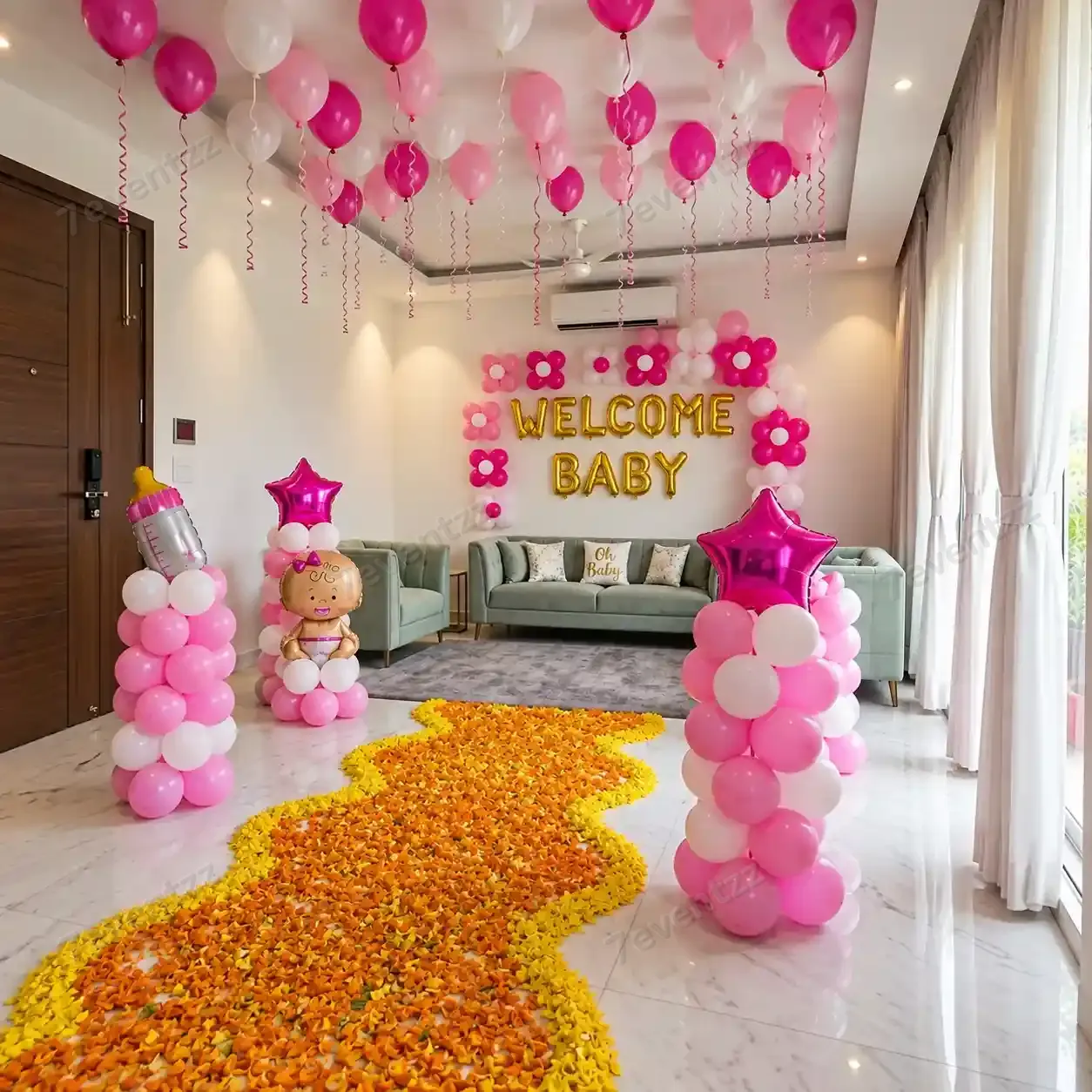 Baby Girl Welcome Balloon Decoration for Baby Welcome with 120 balloons for arch decoration — photo 2