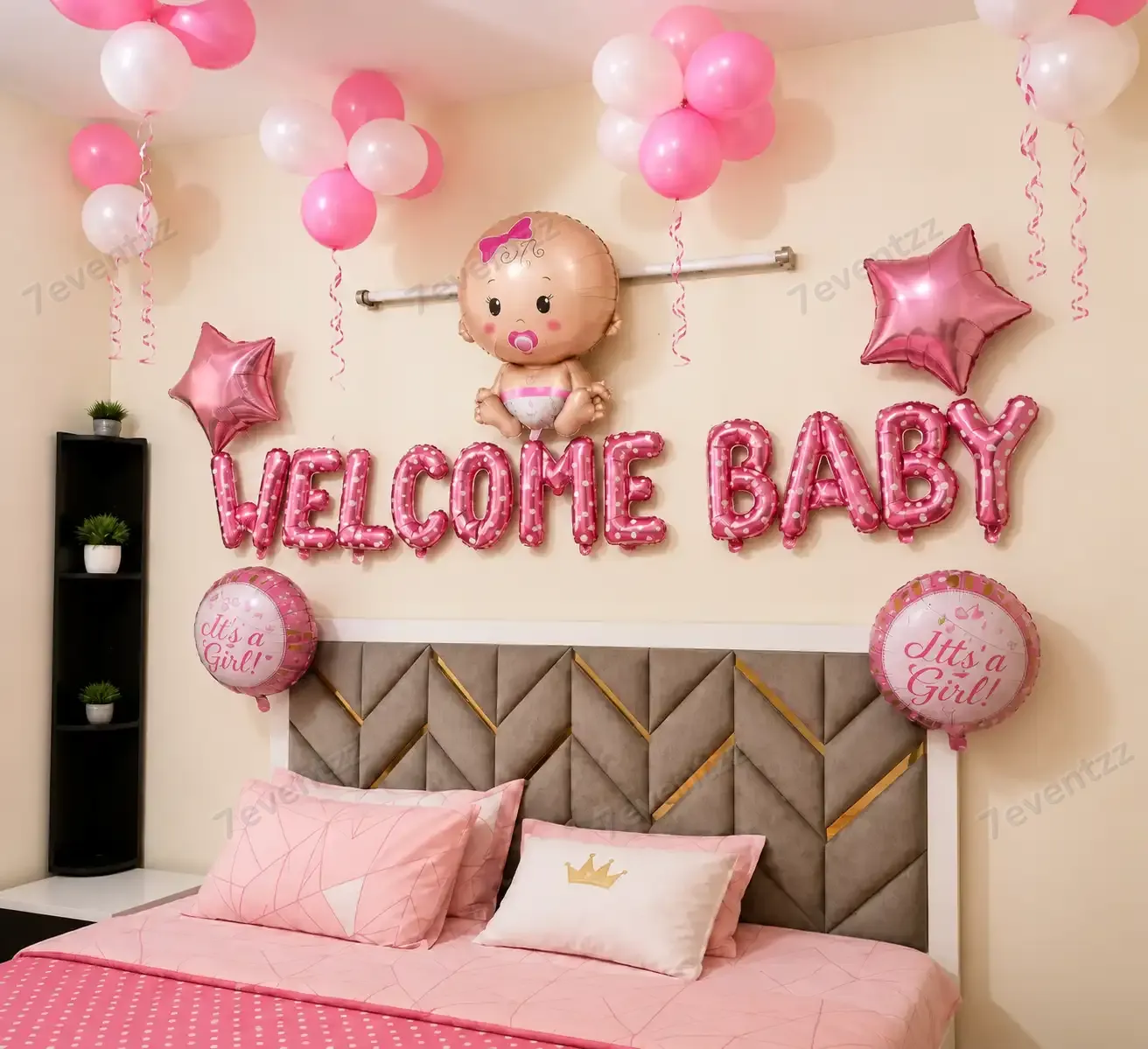 Newborn Baby Welcome Flowers Decoration with 120 balloons for arch decoration — photo 2