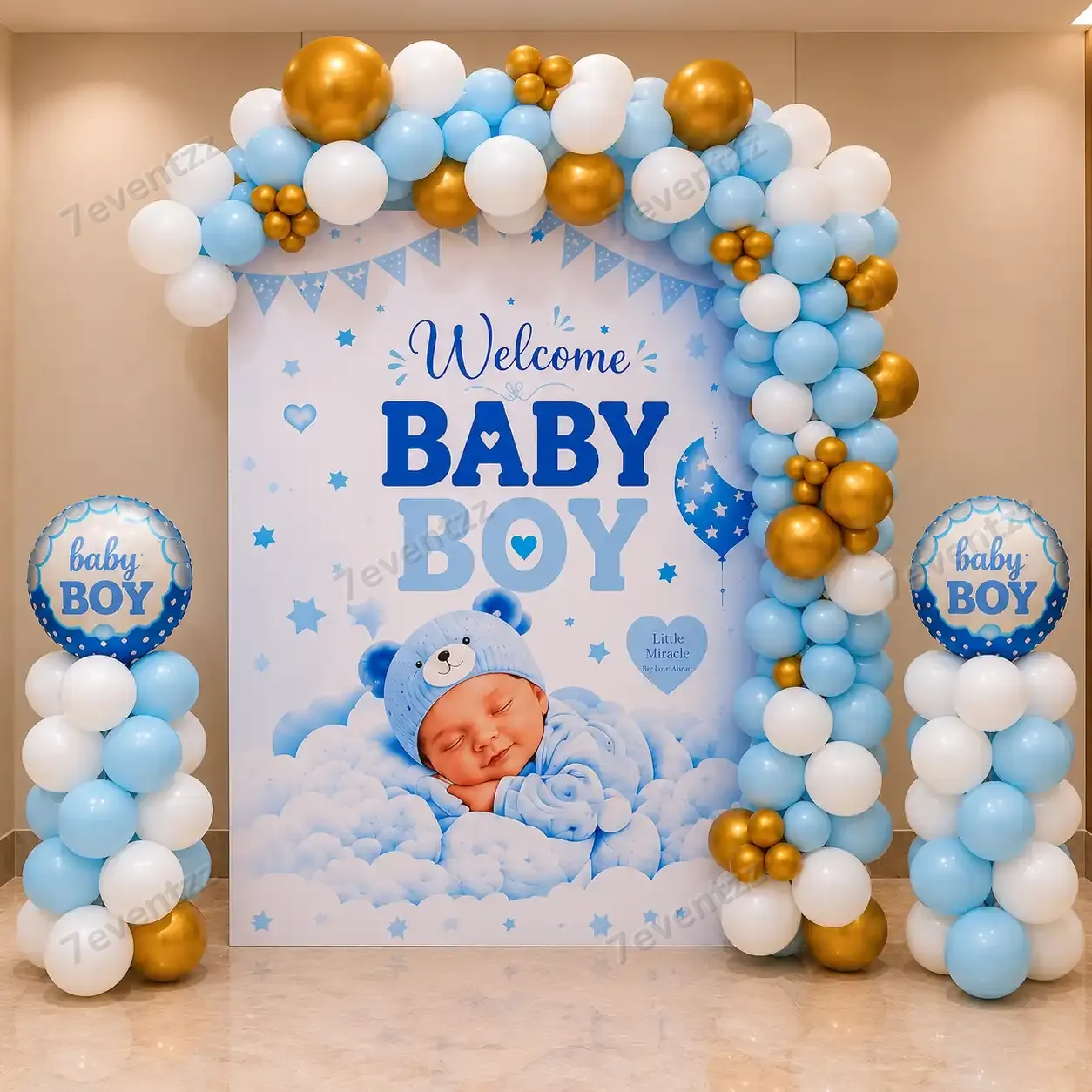 Premium Baby Boy Welcome Decoration for Baby Welcome with balloon arch with 200 balloons — photo 2