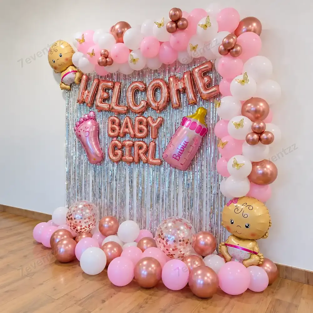 Welcome Little Butterfly Decoration for Baby Welcome with total 200 balloons — photo 2