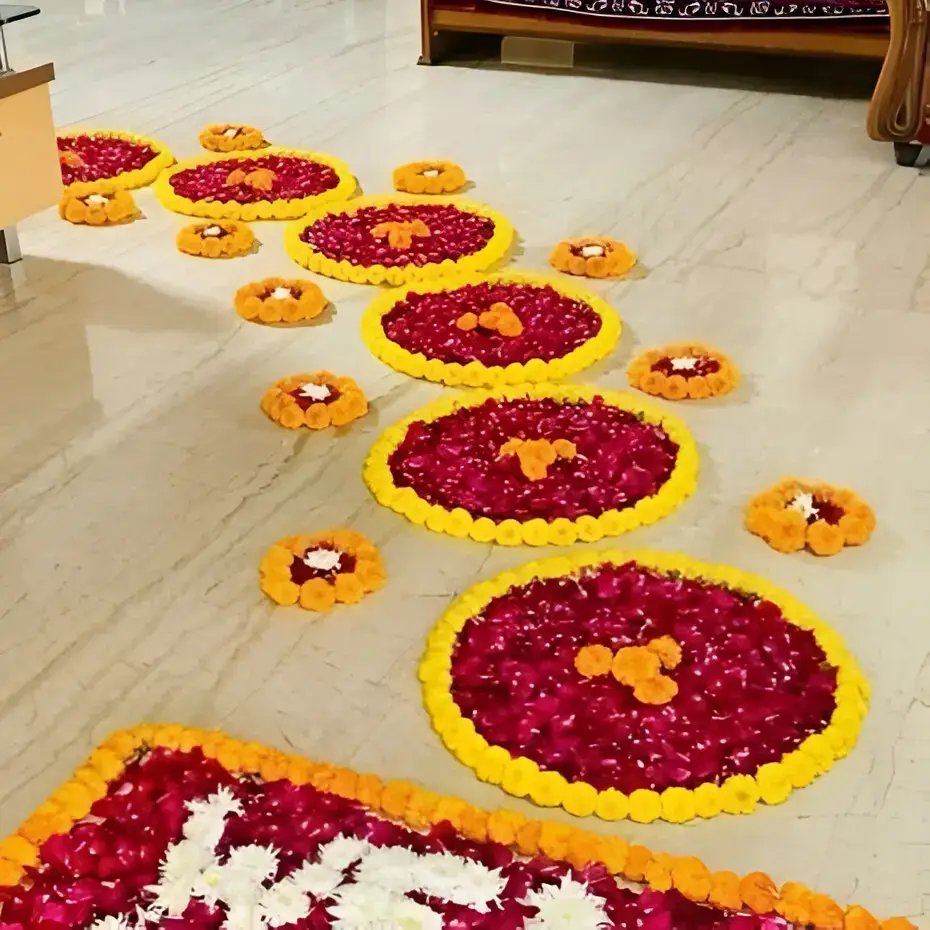 Traditional Bride Welcome Decor for Bridal Welcome with flower entrance decoration with rose and marigold (10 feet) — photo 2