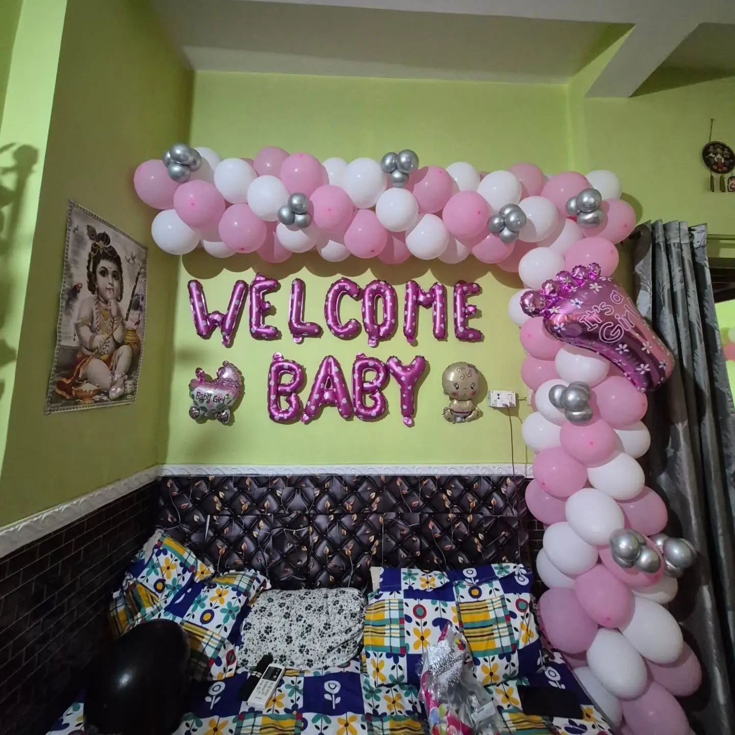 Welcome Baby Girl Balloon Setup