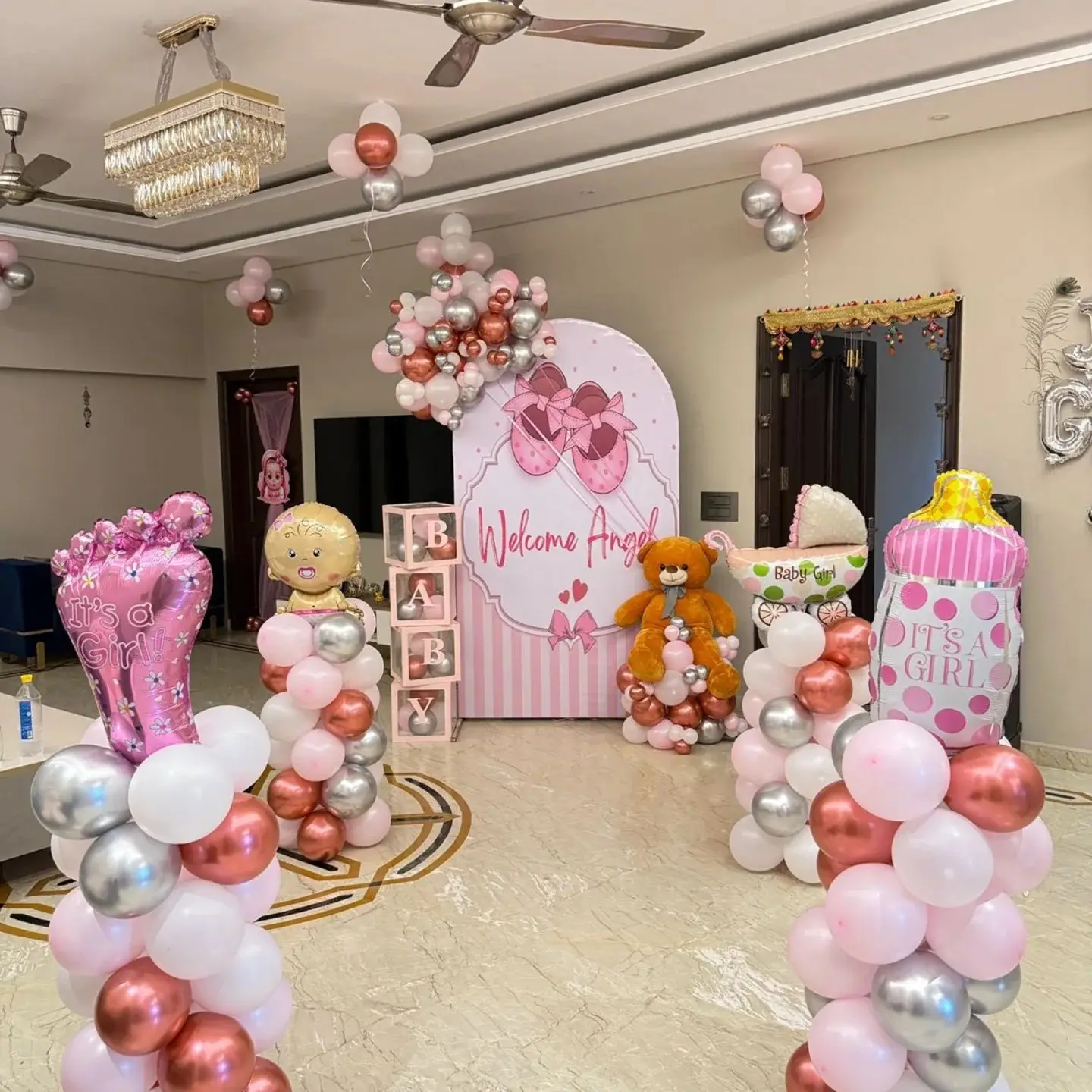 Baby Girl Balloon Backdrop