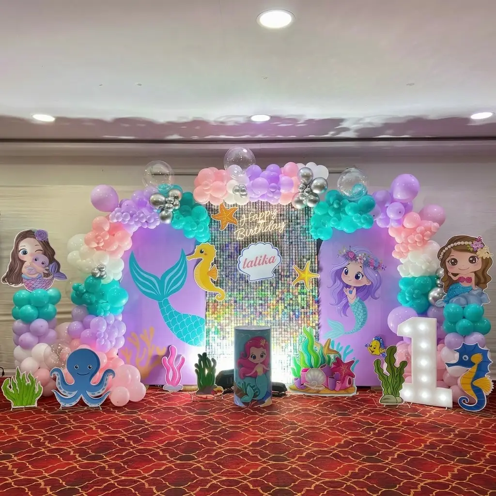 Mermaid Theme Birthday Backdrop