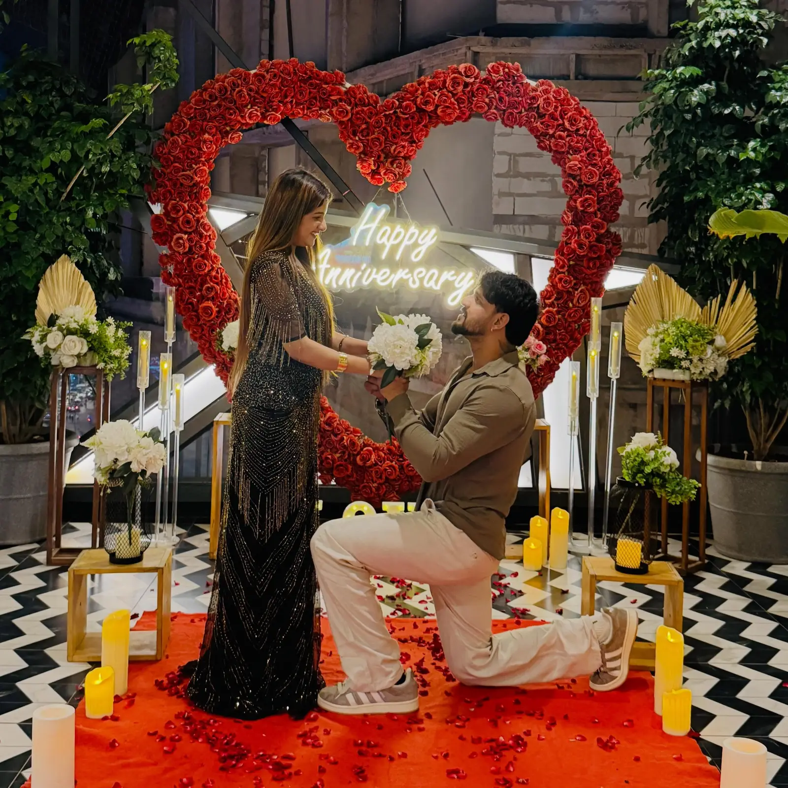 Anniversary Heart Flower Arch