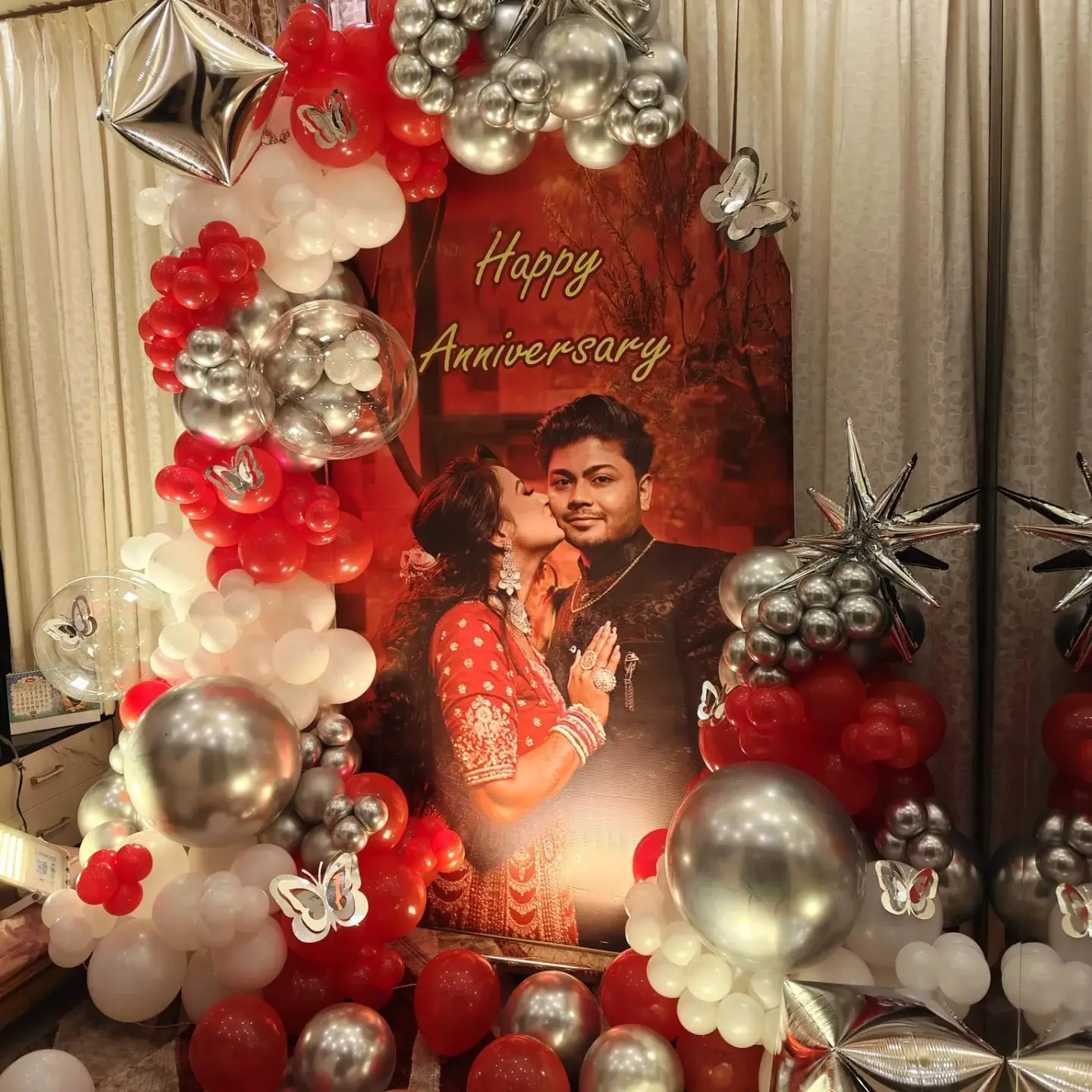 Happy Anniversary with Balloon Garland