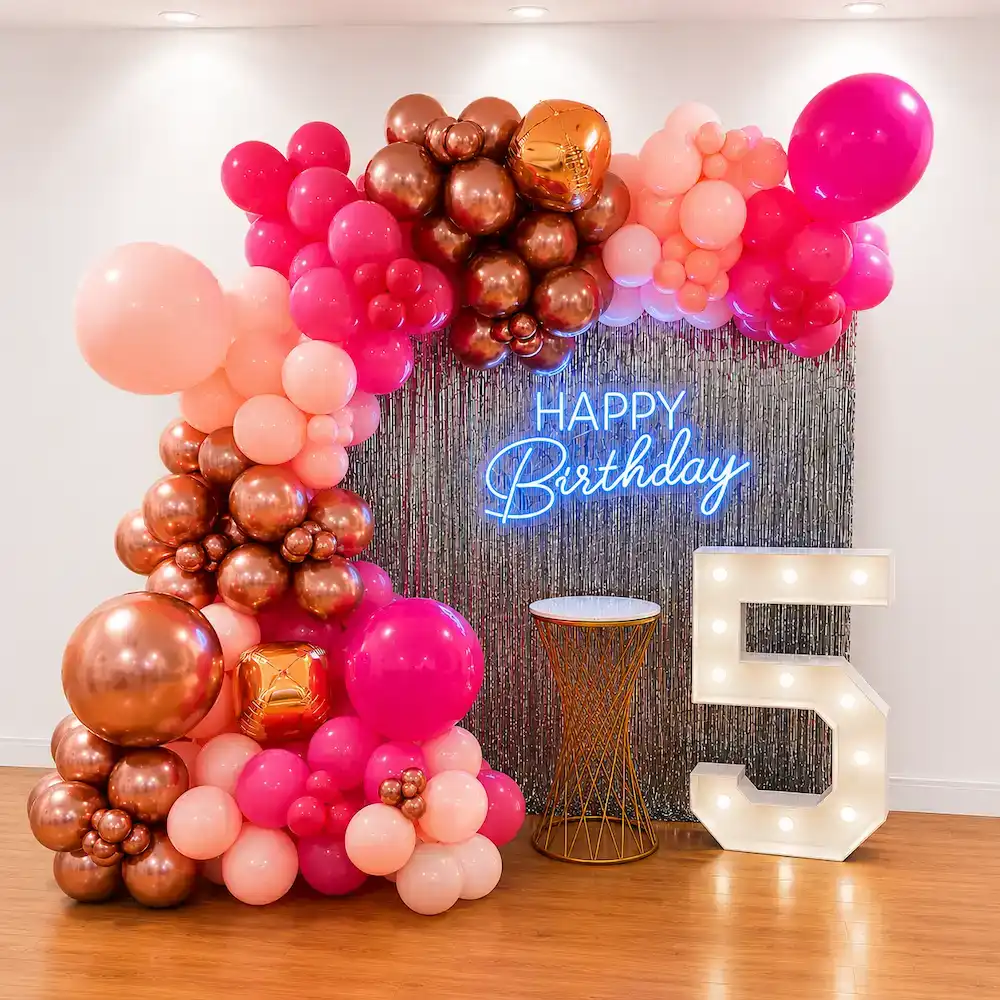 Pink and Rose Gold Birthday Decoration