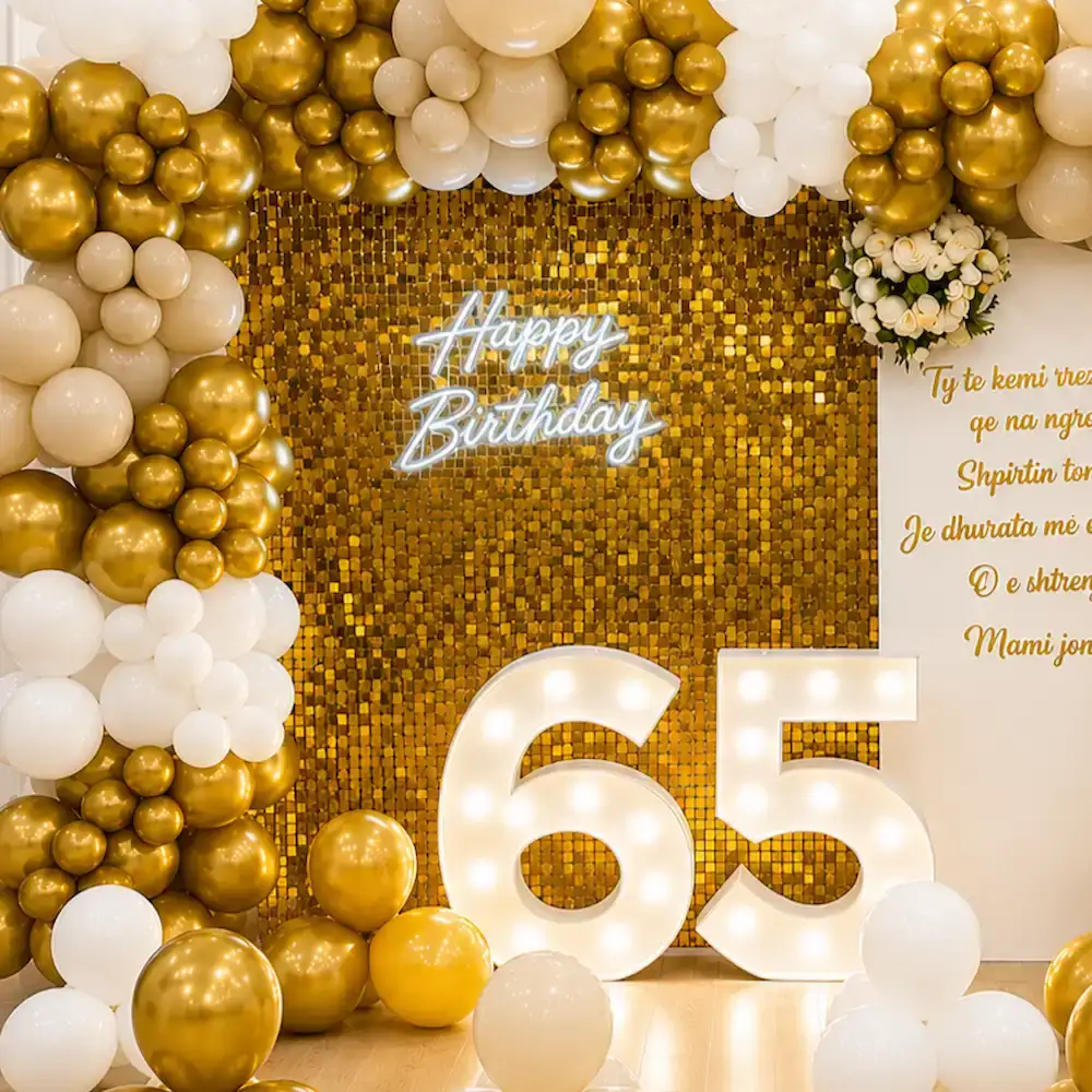 Premium Gold and White Birthday Decoration at Home — photo 2