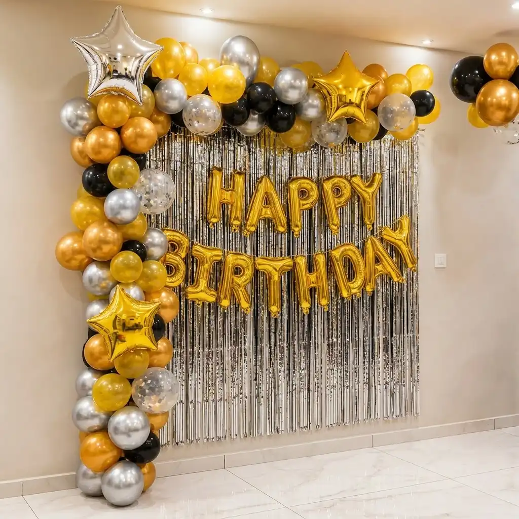 Gold Black Balloon Arch — photo 2