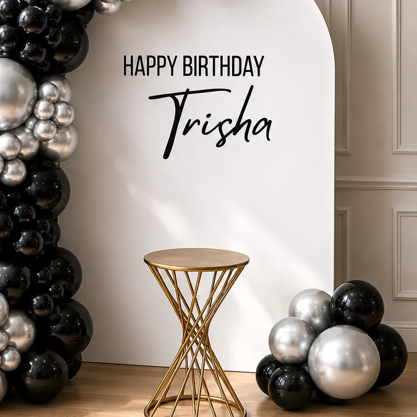 Black and Silver Birthday Balloon Decoration at Home — photo 3