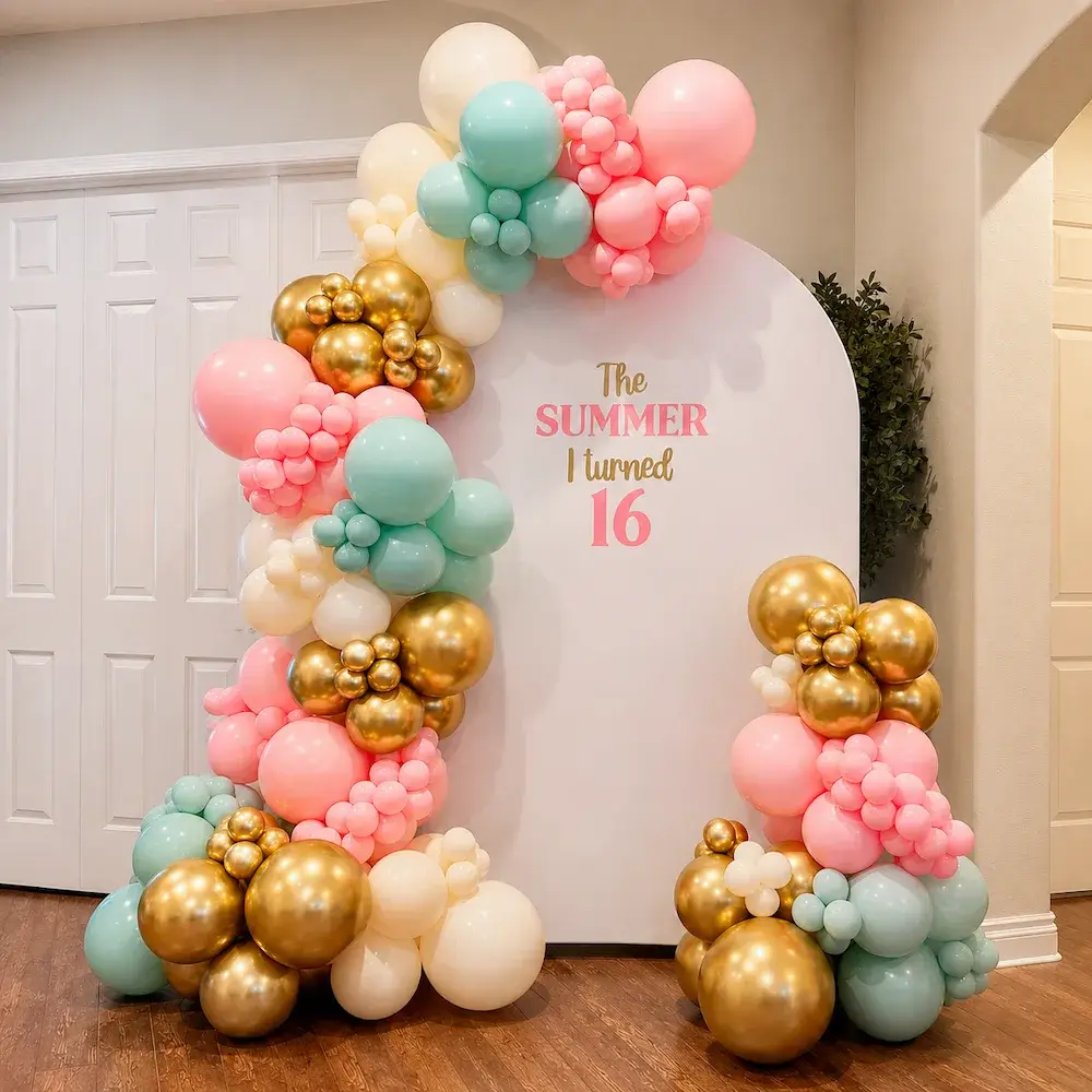Pastel Balloon Arch Birthday Decoration — photo 2