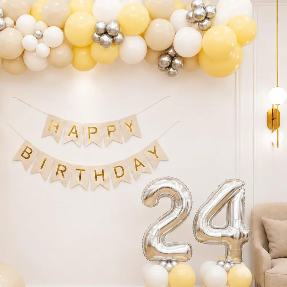 Minimalist Birthday Decoration with Pastel Balloons — photo 2