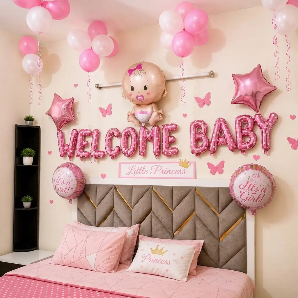 Newborn Baby Welcome Flowers Decoration with 120 balloons for arch decoration — photo 2