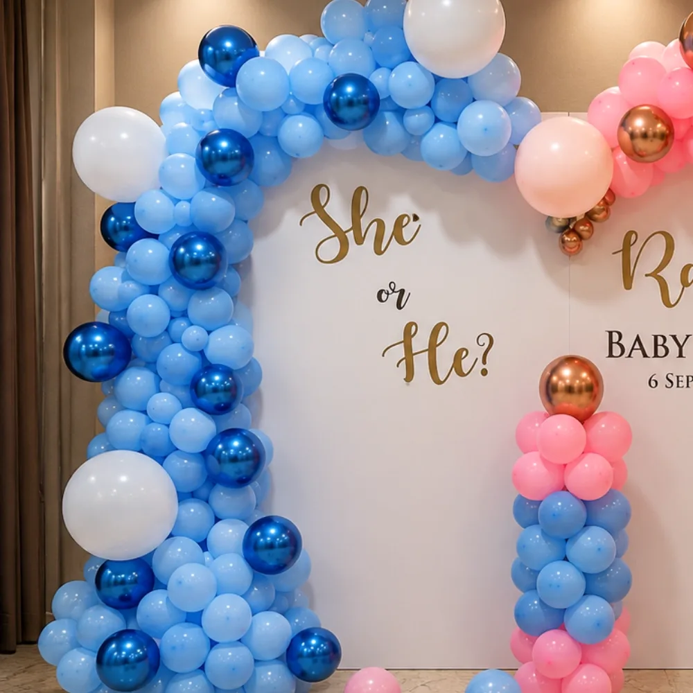 She or He Baby Shower Backdrop — photo 2
