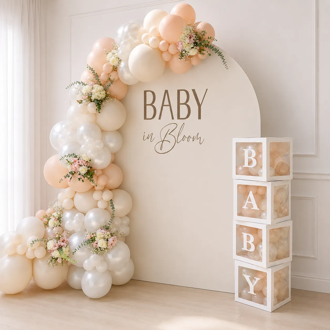 Baby In Bloom Theme Decoration for Baby Shower with customized backdrop — photo 2